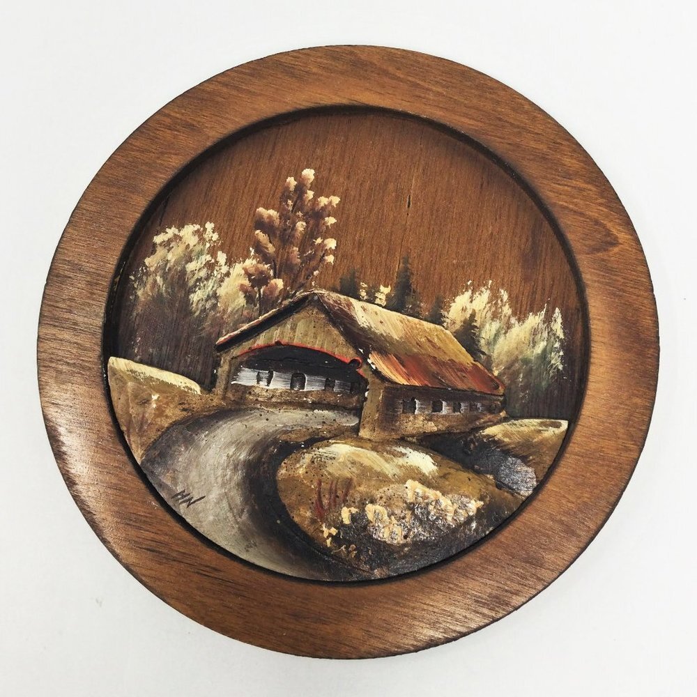 Hand Carved Painted Wooden Bridge Decor